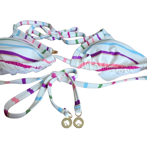 NWT Kate Spade Party Stripe Triangle Bikini Two Piece Swimsuit Sz Large  S3A226S - Picture 10 of 15